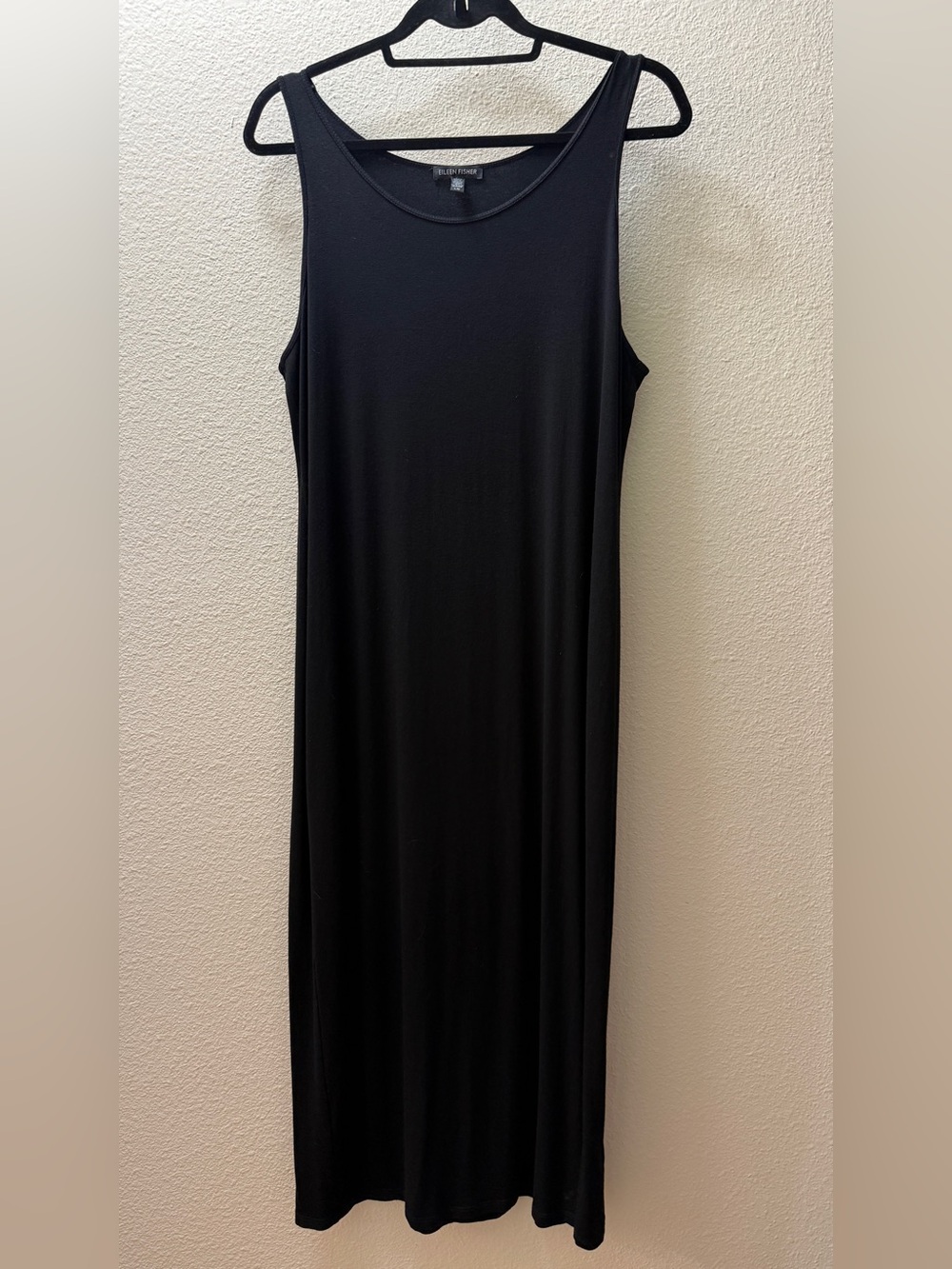 Eileen Fisher Black Viscose Jersey Maxi Tank Dress L